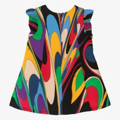 Girls Black & Purple Onde Print Viscose Dress