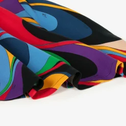 Girls Black & Purple Onde Print Viscose Dress