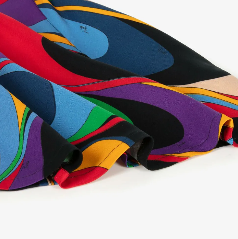 Girls Black & Purple Onde Print Viscose Dress