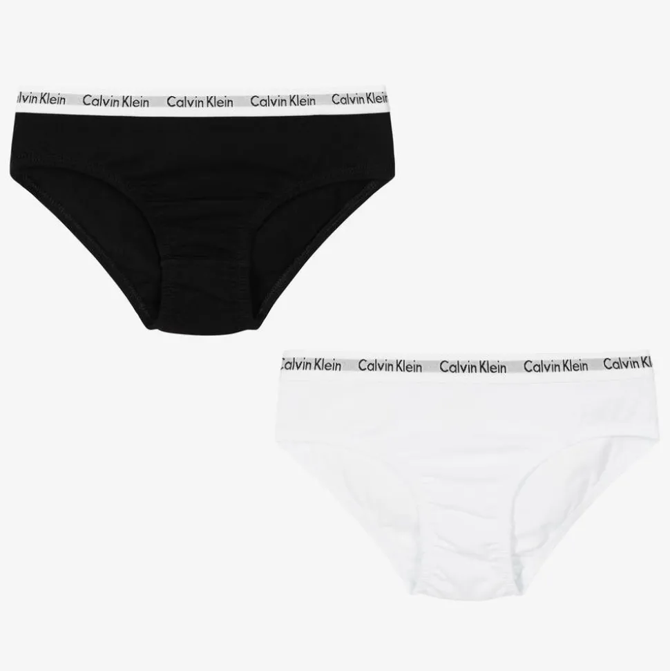 Girls Black & White Cotton Knickers (2 Pack)