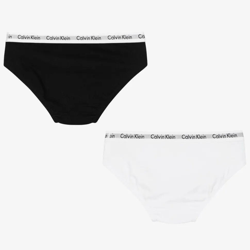 Girls Black & White Cotton Knickers (2 Pack)