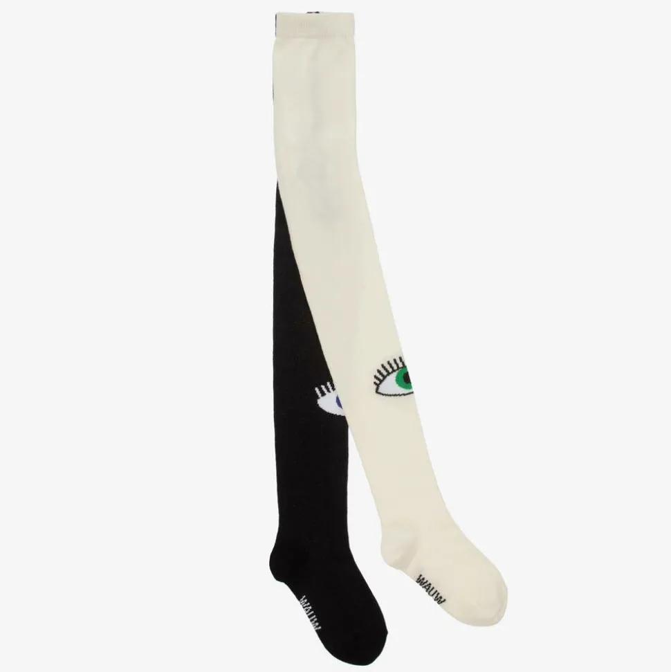 Girls Black & White Organic Cotton Tights