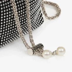 Girls Black & Silver Diamanté Handbag (22cm)