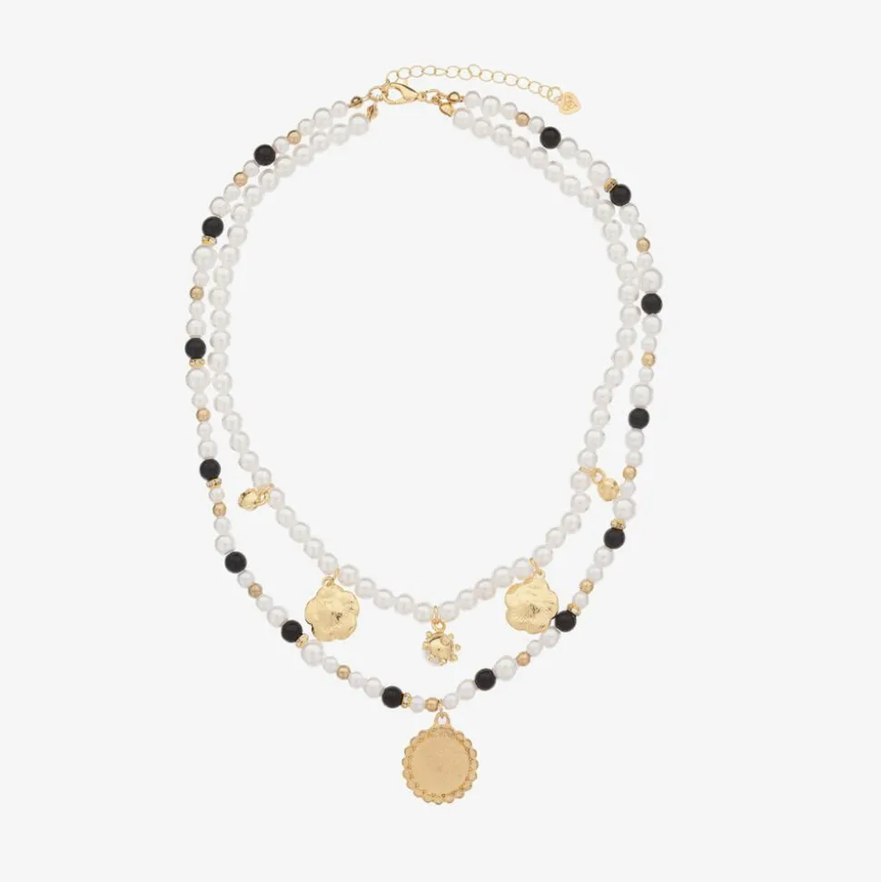 Girls Black & White Pearl Necklace (41cm)