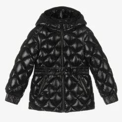 Girls Black Belted Down Jacket