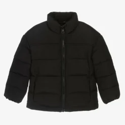 Girls Black Belted Puffer Jacket