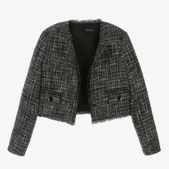 Girls Black Bouclé Tweed Jacket