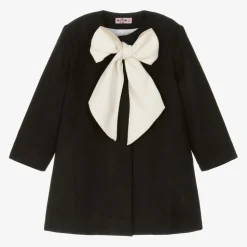 Girls Black Bow Coat