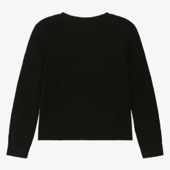 Girls Black Cashmere Embellished Cardigan