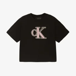 Girls Black CK Cotton T-Shirt