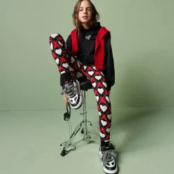 Girls Black Cotton Diamanté Heart Hoodie