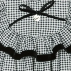 Girls Black Cotton Gingham Dress
