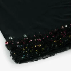 Girls Black Cotton Handbag Print Dress