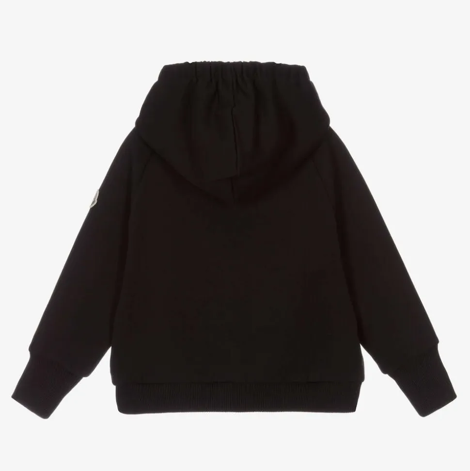 Girls Black Cotton Logo Hoodie