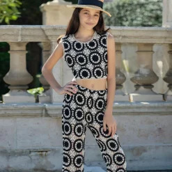 Girls Black Crochet Trousers