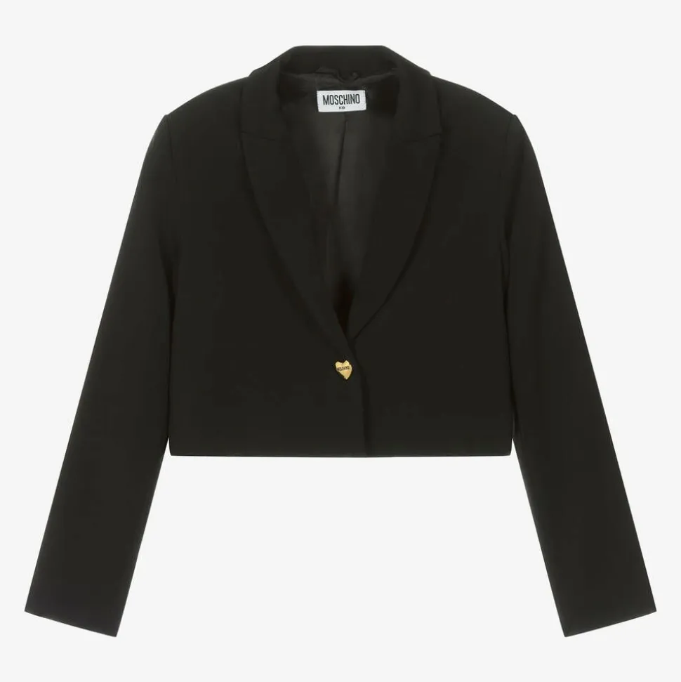 Girls Black Cropped Crêpe Blazer