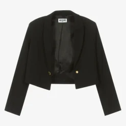 Girls Black Cropped Crêpe Blazer