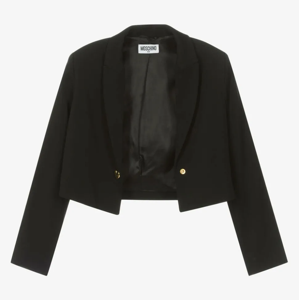 Girls Black Cropped Crêpe Blazer