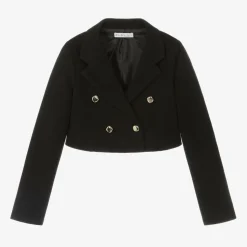 Girls Black Crêpe Jersey Cropped Blazer