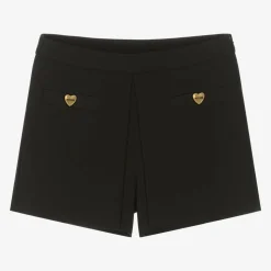 Girls Black Crêpe Shorts