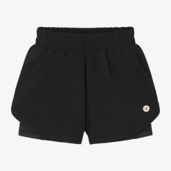 Girls Black Double Layer Sports Shorts