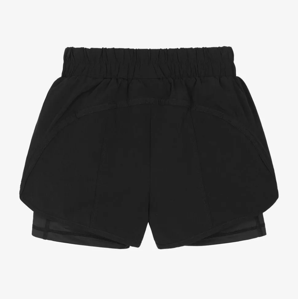 Girls Black Double Layer Sports Shorts