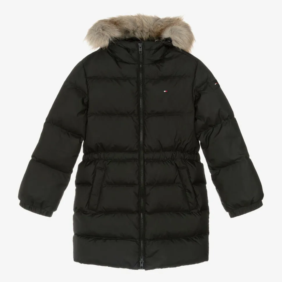 Girls Black Down-Padded Puffer Coat