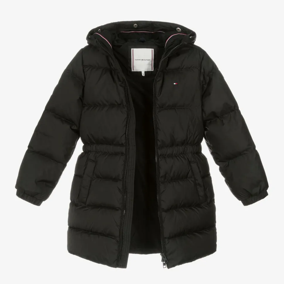 Girls Black Down-Padded Puffer Coat