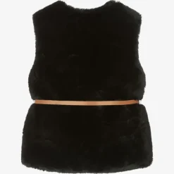 Girls Black Faux Fur Gilet