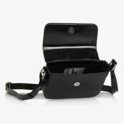Girls Black Faux Leather Handbag (20cm)