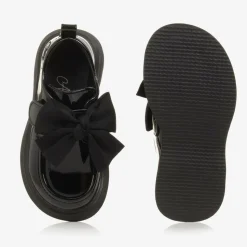 Girls Black Faux Leather Patent Shoes