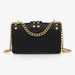 Girls Black Faux Leather Shoulder bag (19cm)