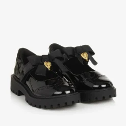 Girls Black Faux Patent Leather Shoes