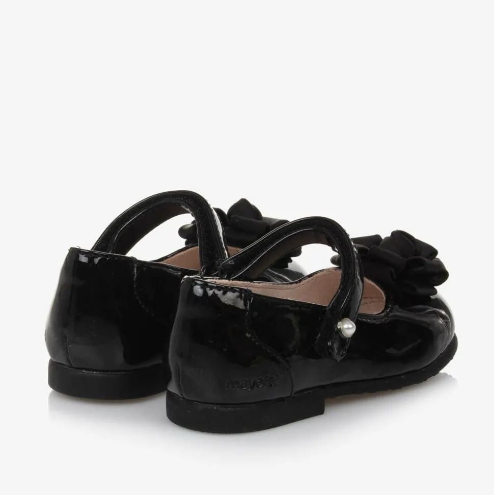 Girls Black Faux Patent Leather Shoes