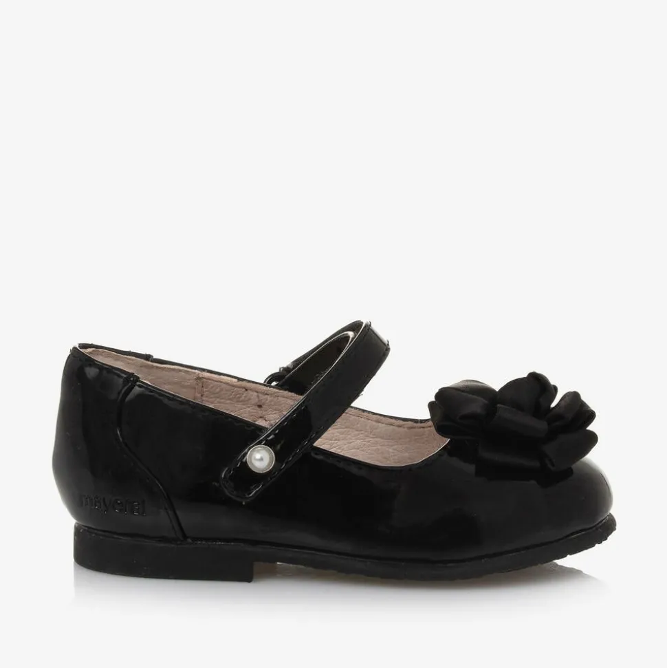 Girls Black Faux Patent Leather Shoes