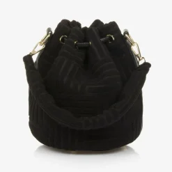 Girls Black Felted Fabric Bag (27cm)