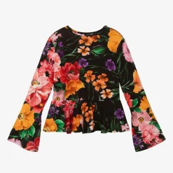Girls Black Floral Top