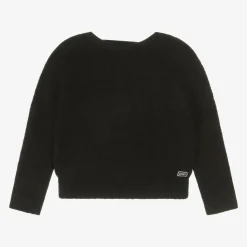 Girls Black Fluffy Knit Jumper