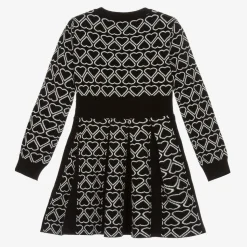 Girls Black Knitted Heart Dress