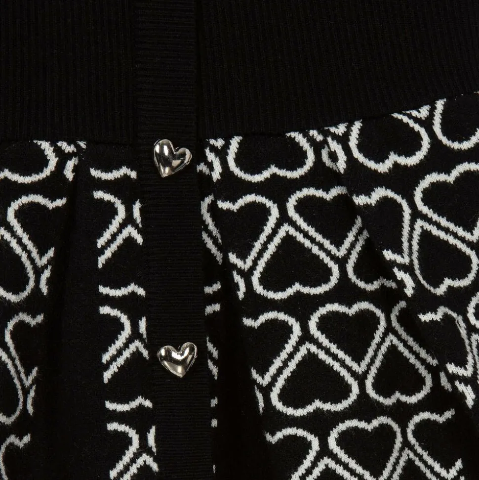 Girls Black Knitted Heart Dress