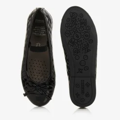 Girls Black Leather Ballet Pumps