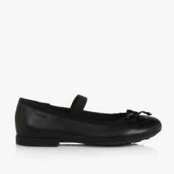 Girls Black Leather Ballet Pumps