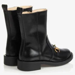 Girls Black Leather Boots