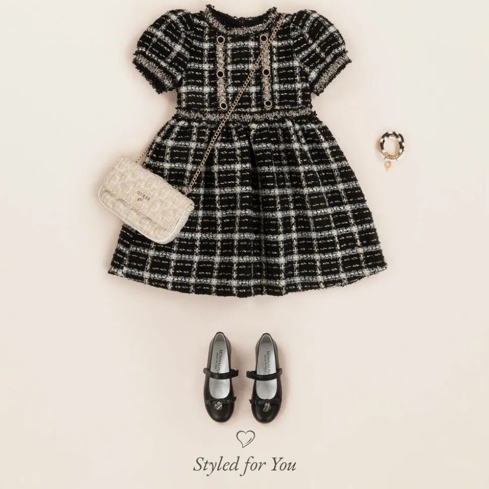 Girls Black Leather Bow Shoes