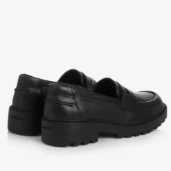 Girls Black Leather Loafers