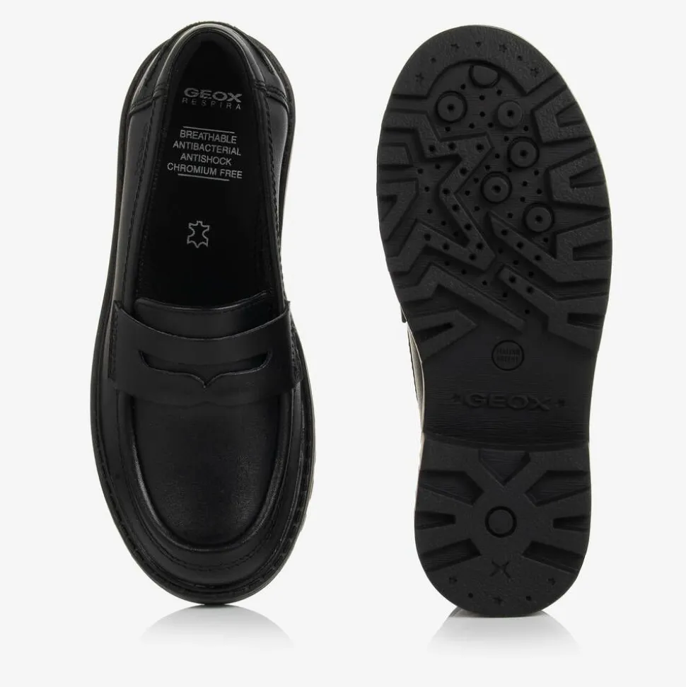 Girls Black Leather Loafers