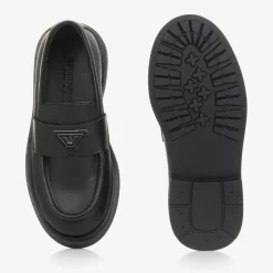 Girls Black Leather Loafers