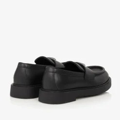 Girls Black Leather Loafers