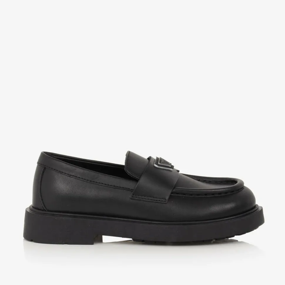 Girls Black Leather Loafers
