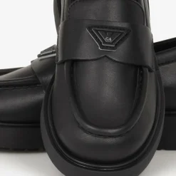 Girls Black Leather Loafers